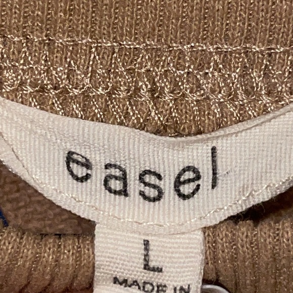 •EASEL•PARCHMENT LEOPARD PRINT CREWNECK KNIT LONG SLEEVE DRESS W/POCKETS LARGE - Picture 10 of 11